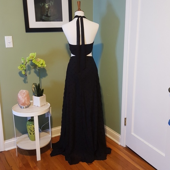Black Polka dot Cut Out Gown - Picture 3 of 4